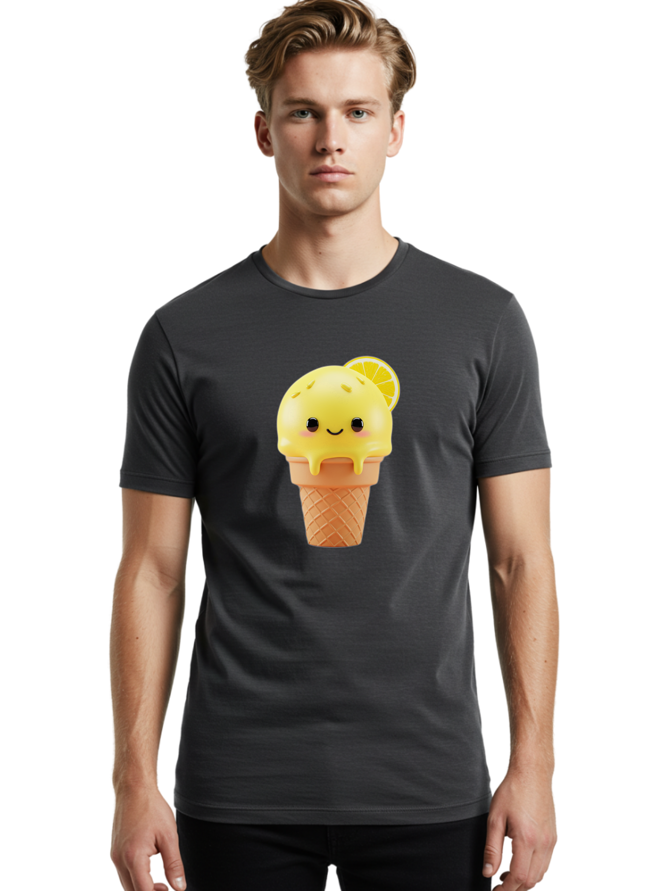 Lemon-Ice-Cream-Cone Men'S Graphic Tee, 100% Cotton, Comfortable Casual Summer Wear, Machine Washable, Vintage Camera, Old Camera, Antique Camera, Black Camera, Classic Photography, Photography Equipment, Nostalgic Device, Film Camera, Baj564