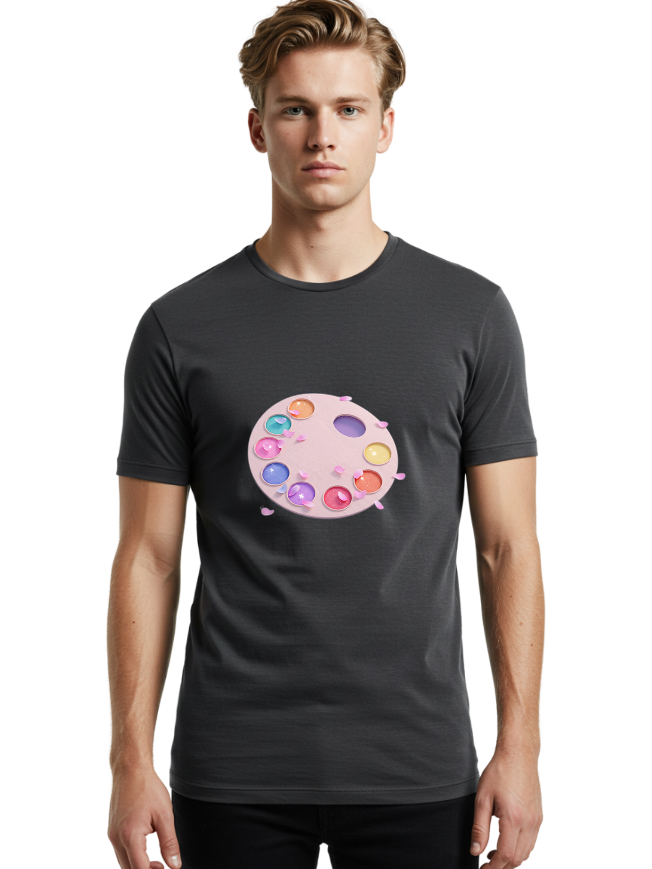 Makeup-Palette Men'S Graphic Tee, 100% Cotton, Comfortable Casual Summer Wear, Machine Washable, Vintage Camera, Old Camera, Antique Camera, Black Camera, Classic Photography, Photography Equipment, Nostalgic Device, Film Camera, Camera Art Baj572