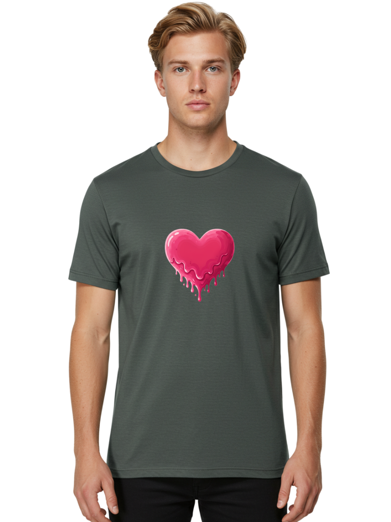Melting-Heart-2 Men'S Graphic Tee, 100% Cotton, Comfortable Casual Summer Wear, Machine Washable, Vintage Camera, Old Camera, Antique Camera, Black Camera, Classic Photography, Photography Equipment, Nostalgic Device, Film Camera, Camera Art Baj580