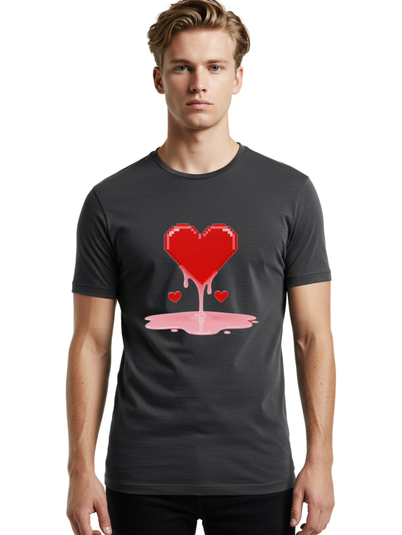 Melting-Heart-8 Men'S Graphic Tee, 100% Cotton, Comfortable Casual Summer Wear, Machine Washable, Vintage Camera, Old Camera, Antique Camera, Black Camera, Classic Photography, Photography Equipment, Nostalgic Device, Film Camera, Camera Art Baj586