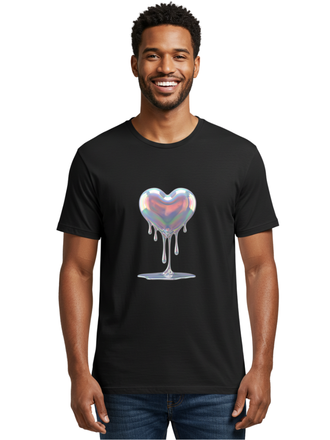Melting-Holographic-Heart Men'S Graphic Tee, 100% Cotton, Comfortable Casual Summer Wear, Machine Washable, Vintage Camera, Old Camera, Antique Camera, Black Camera, Classic Photography, Photography Equipment, Nostalgic Device, Film Camera, Baj590