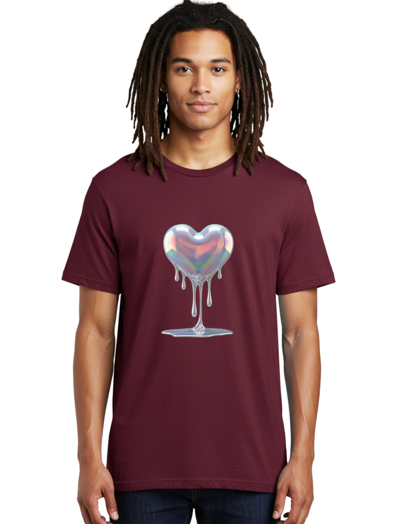Melting-Holographic-Heart Men'S Graphic Tee, 100% Cotton, Comfortable Casual Summer Wear, Machine Washable, Vintage Camera, Old Camera, Antique Camera, Black Camera, Classic Photography, Photography Equipment, Nostalgic Device, Film Camera, Baj590