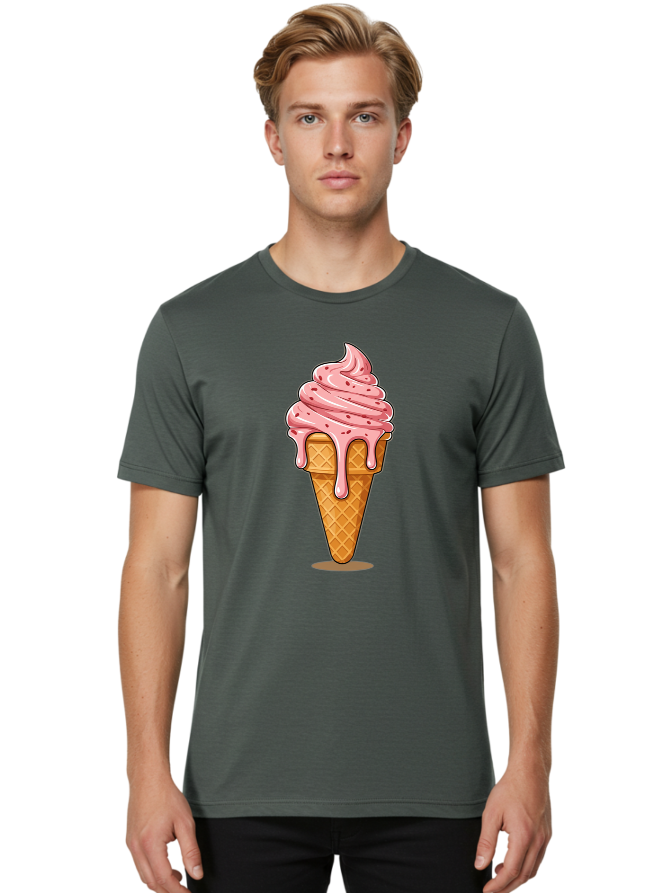 Melting-Ice-Cream Men'S Graphic Tee, 100% Cotton, Comfortable Casual Summer Wear, Machine Washable, Vintage Camera, Old Camera, Antique Camera, Black Camera, Classic Photography, Photography Equipment, Nostalgic Device, Film Camera, Camera Art Baj591