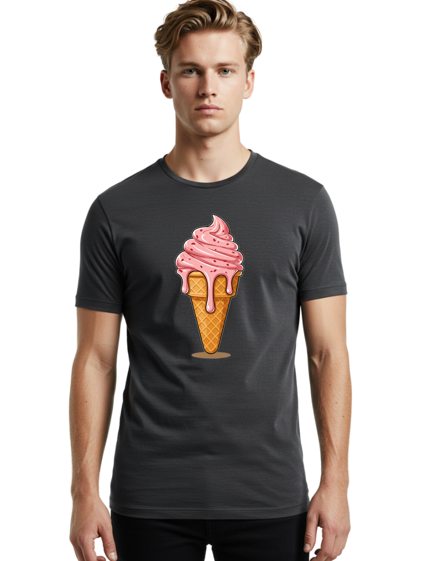 Melting-Ice-Cream Men'S Graphic Tee, 100% Cotton, Comfortable Casual Summer Wear, Machine Washable, Vintage Camera, Old Camera, Antique Camera, Black Camera, Classic Photography, Photography Equipment, Nostalgic Device, Film Camera, Camera Art Baj591