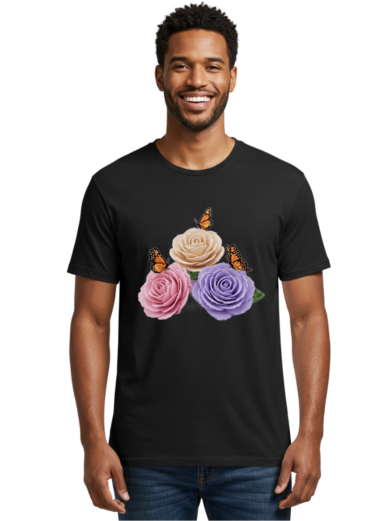 Monarch-Butterflies-Roses Men'S Graphic Tee, 100% Cotton, Comfortable Casual Summer Wear, Machine Washable, Vintage Camera, Old Camera, Antique Camera, Black Camera, Classic Photography, Photography Equipment, Nostalgic Device, Film Camera, Baj594