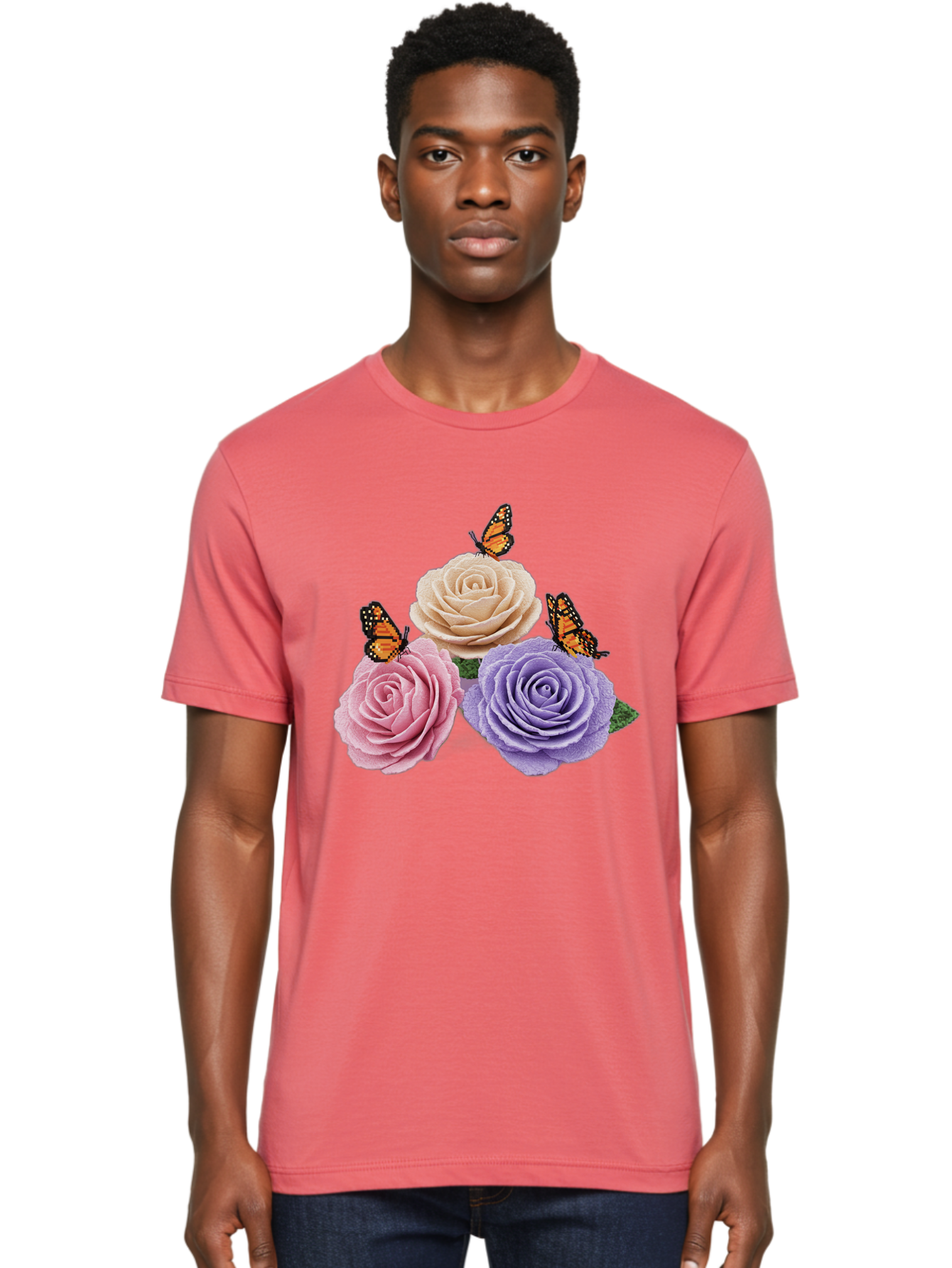 Monarch-Butterflies-Roses Men'S Graphic Tee, 100% Cotton, Comfortable Casual Summer Wear, Machine Washable, Vintage Camera, Old Camera, Antique Camera, Black Camera, Classic Photography, Photography Equipment, Nostalgic Device, Film Camera, Baj594