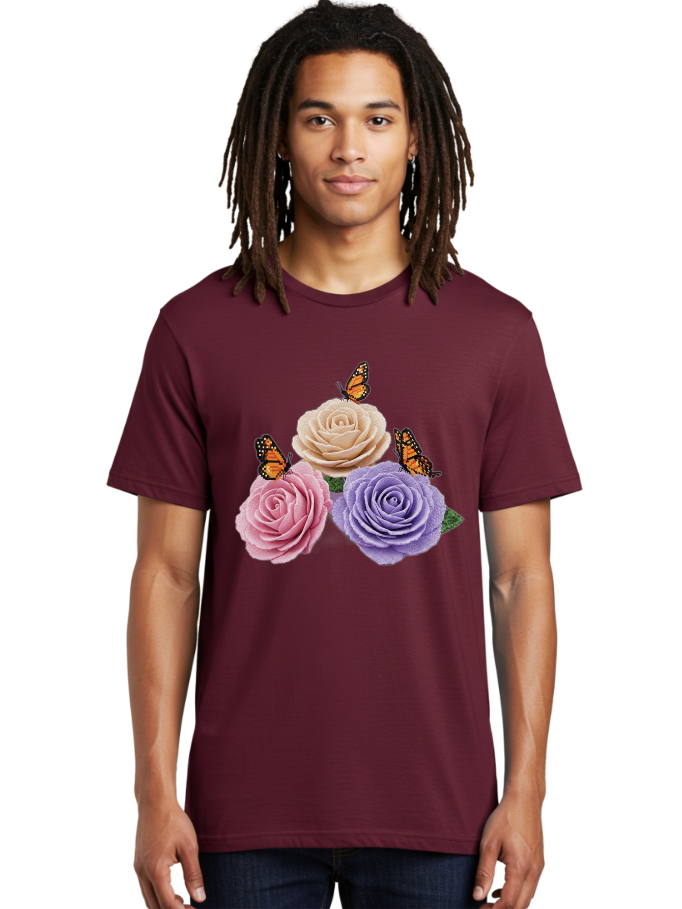 Monarch-Butterflies-Roses Men'S Graphic Tee, 100% Cotton, Comfortable Casual Summer Wear, Machine Washable, Vintage Camera, Old Camera, Antique Camera, Black Camera, Classic Photography, Photography Equipment, Nostalgic Device, Film Camera, Baj594
