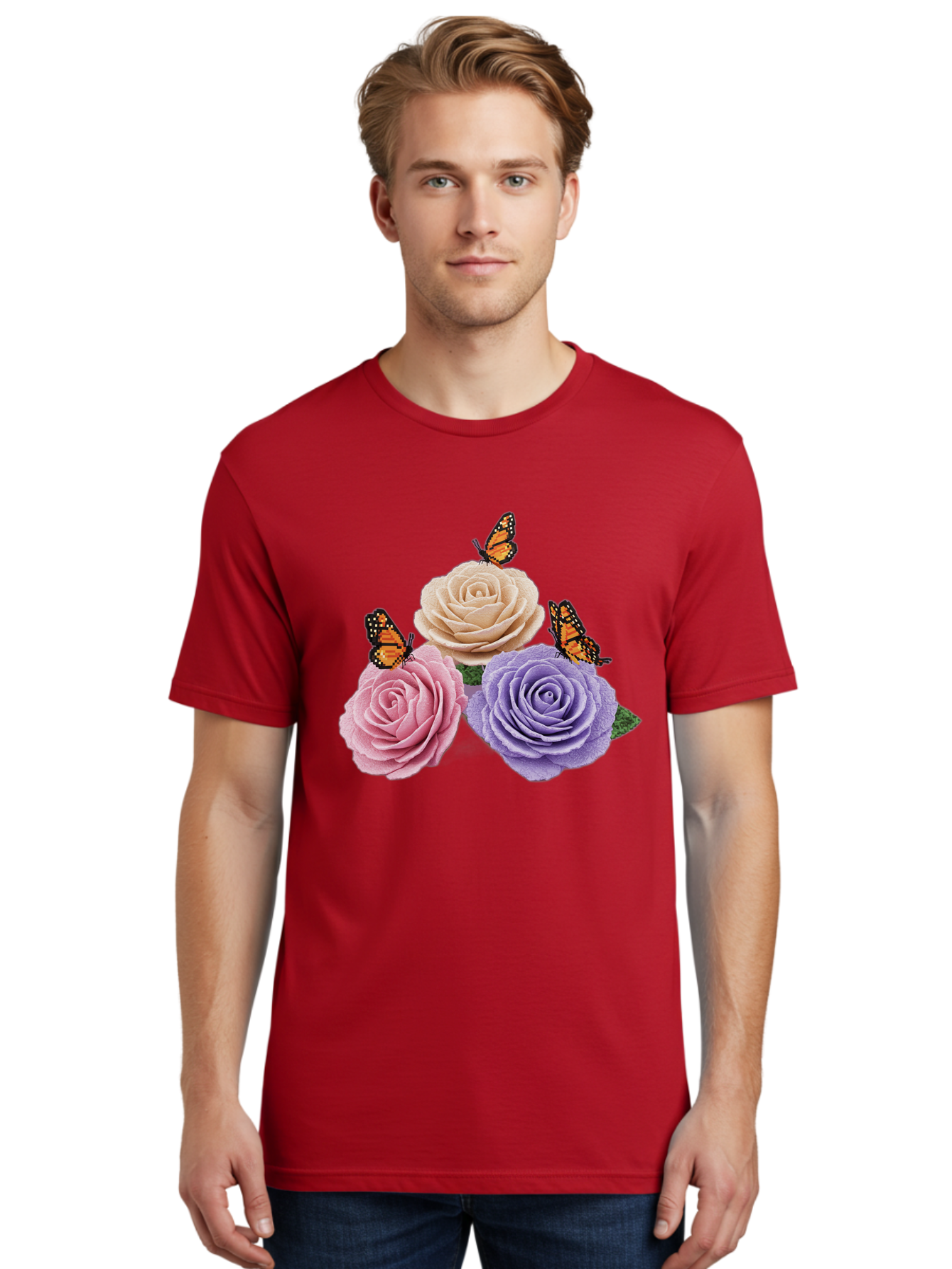 Monarch-Butterflies-Roses Men'S Graphic Tee, 100% Cotton, Comfortable Casual Summer Wear, Machine Washable, Vintage Camera, Old Camera, Antique Camera, Black Camera, Classic Photography, Photography Equipment, Nostalgic Device, Film Camera, Baj594