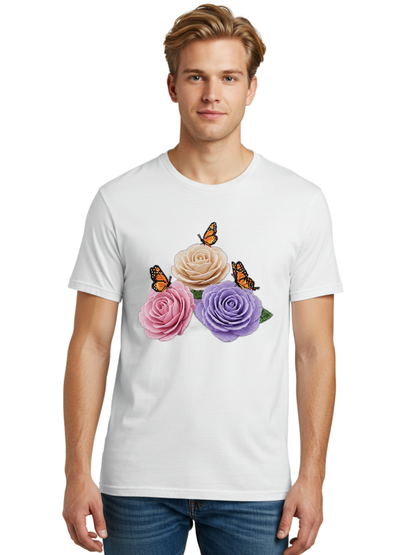 Monarch-Butterflies-Roses Men'S Graphic Tee, 100% Cotton, Comfortable Casual Summer Wear, Machine Washable, Vintage Camera, Old Camera, Antique Camera, Black Camera, Classic Photography, Photography Equipment, Nostalgic Device, Film Camera, Baj594