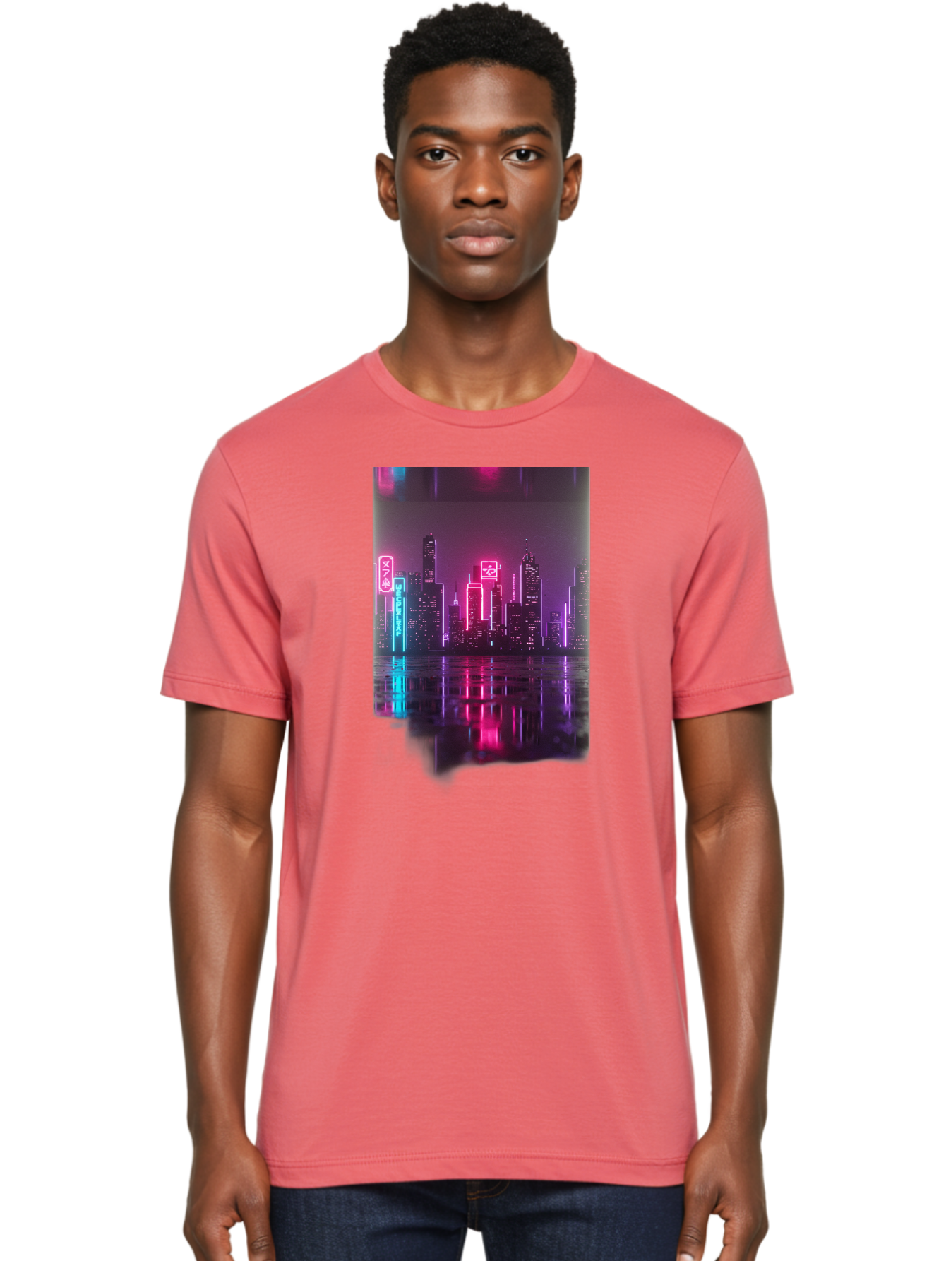 Neon-Cityscape Men'S Graphic Tee, 100% Cotton, Comfortable Casual Summer Wear, Machine Washable, Vintage Camera, Old Camera, Antique Camera, Black Camera, Classic Photography, Photography Equipment, Nostalgic Device, Film Camera, Camera Art Baj596