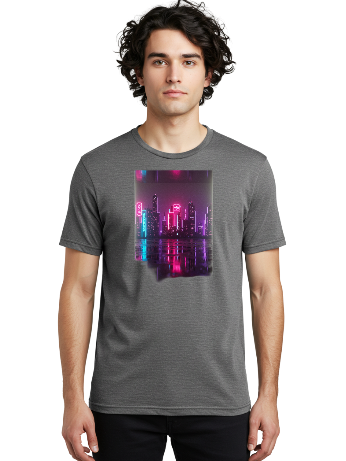Neon-Cityscape Men'S Graphic Tee, 100% Cotton, Comfortable Casual Summer Wear, Machine Washable, Vintage Camera, Old Camera, Antique Camera, Black Camera, Classic Photography, Photography Equipment, Nostalgic Device, Film Camera, Camera Art Baj596