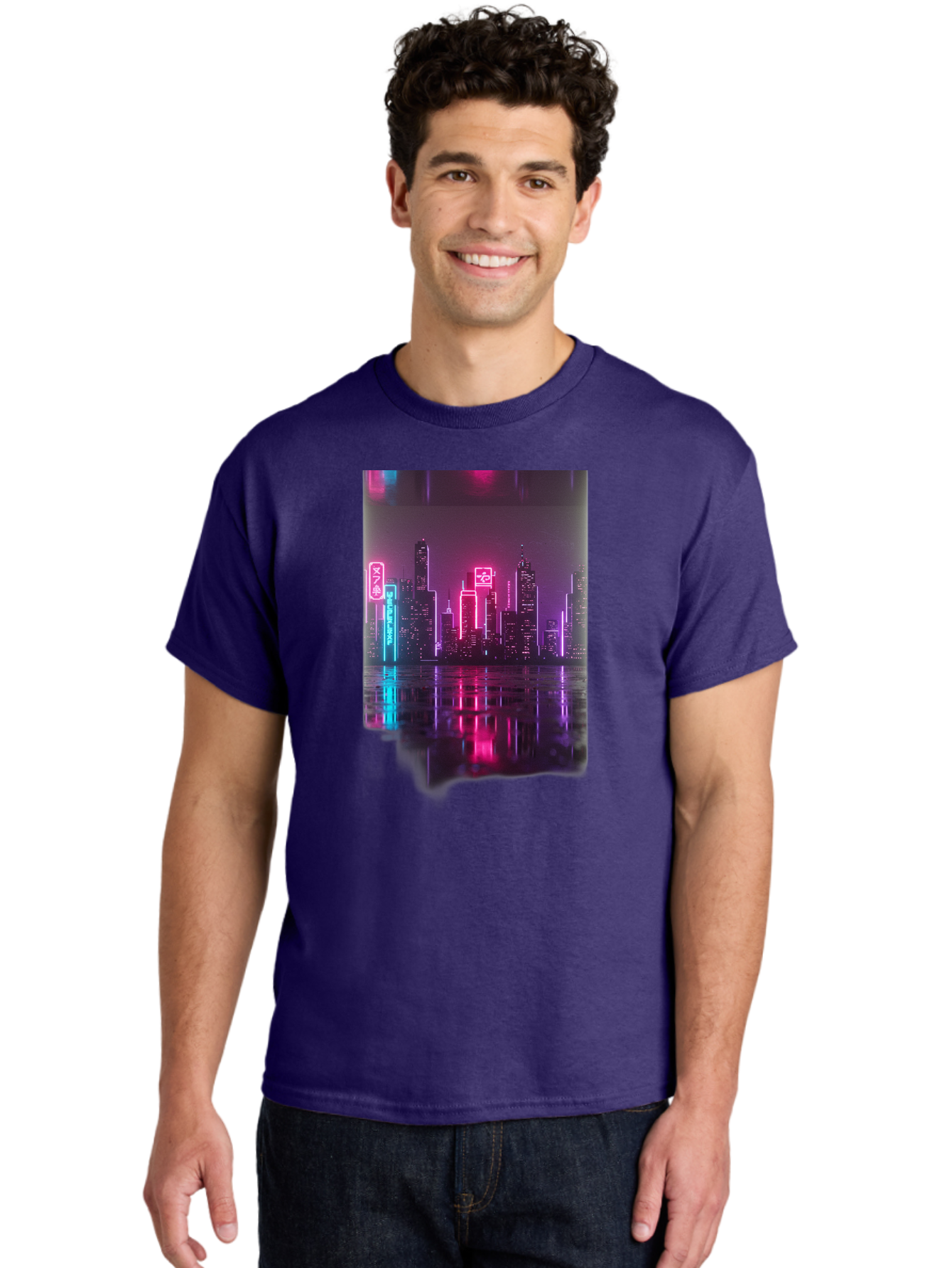 Neon-Cityscape Men'S Graphic Tee, 100% Cotton, Comfortable Casual Summer Wear, Machine Washable, Vintage Camera, Old Camera, Antique Camera, Black Camera, Classic Photography, Photography Equipment, Nostalgic Device, Film Camera, Camera Art Baj596