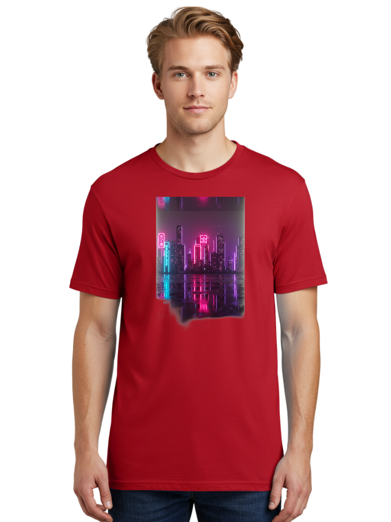 Neon-Cityscape Men'S Graphic Tee, 100% Cotton, Comfortable Casual Summer Wear, Machine Washable, Vintage Camera, Old Camera, Antique Camera, Black Camera, Classic Photography, Photography Equipment, Nostalgic Device, Film Camera, Camera Art Baj596