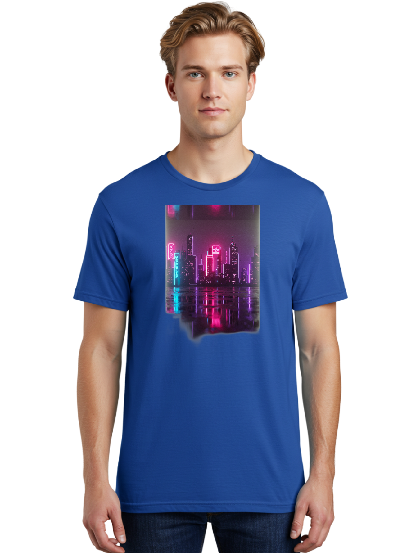 Neon-Cityscape Men'S Graphic Tee, 100% Cotton, Comfortable Casual Summer Wear, Machine Washable, Vintage Camera, Old Camera, Antique Camera, Black Camera, Classic Photography, Photography Equipment, Nostalgic Device, Film Camera, Camera Art Baj596