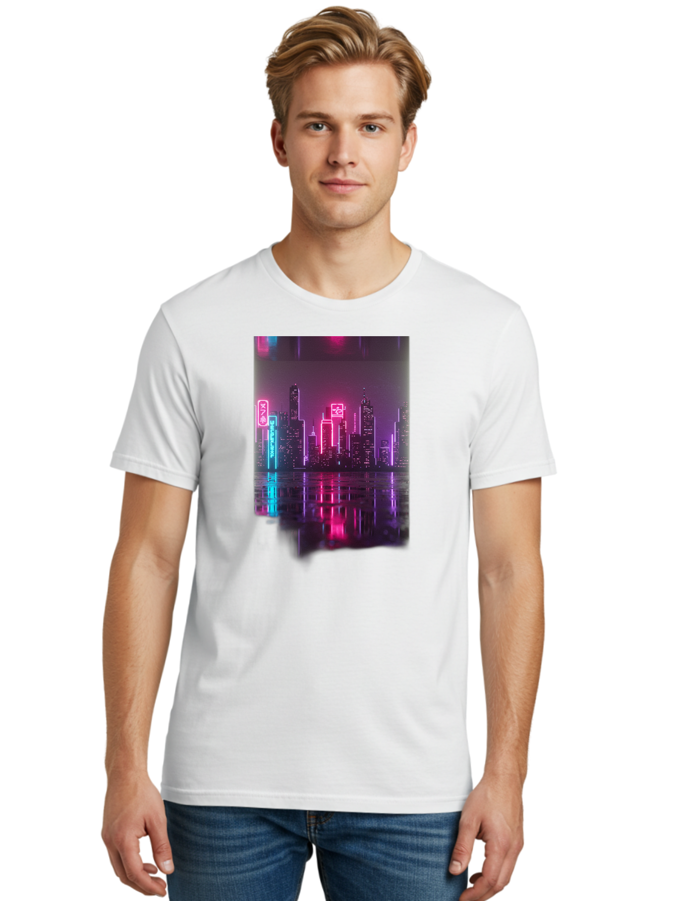 Neon-Cityscape Men'S Graphic Tee, 100% Cotton, Comfortable Casual Summer Wear, Machine Washable, Vintage Camera, Old Camera, Antique Camera, Black Camera, Classic Photography, Photography Equipment, Nostalgic Device, Film Camera, Camera Art Baj596