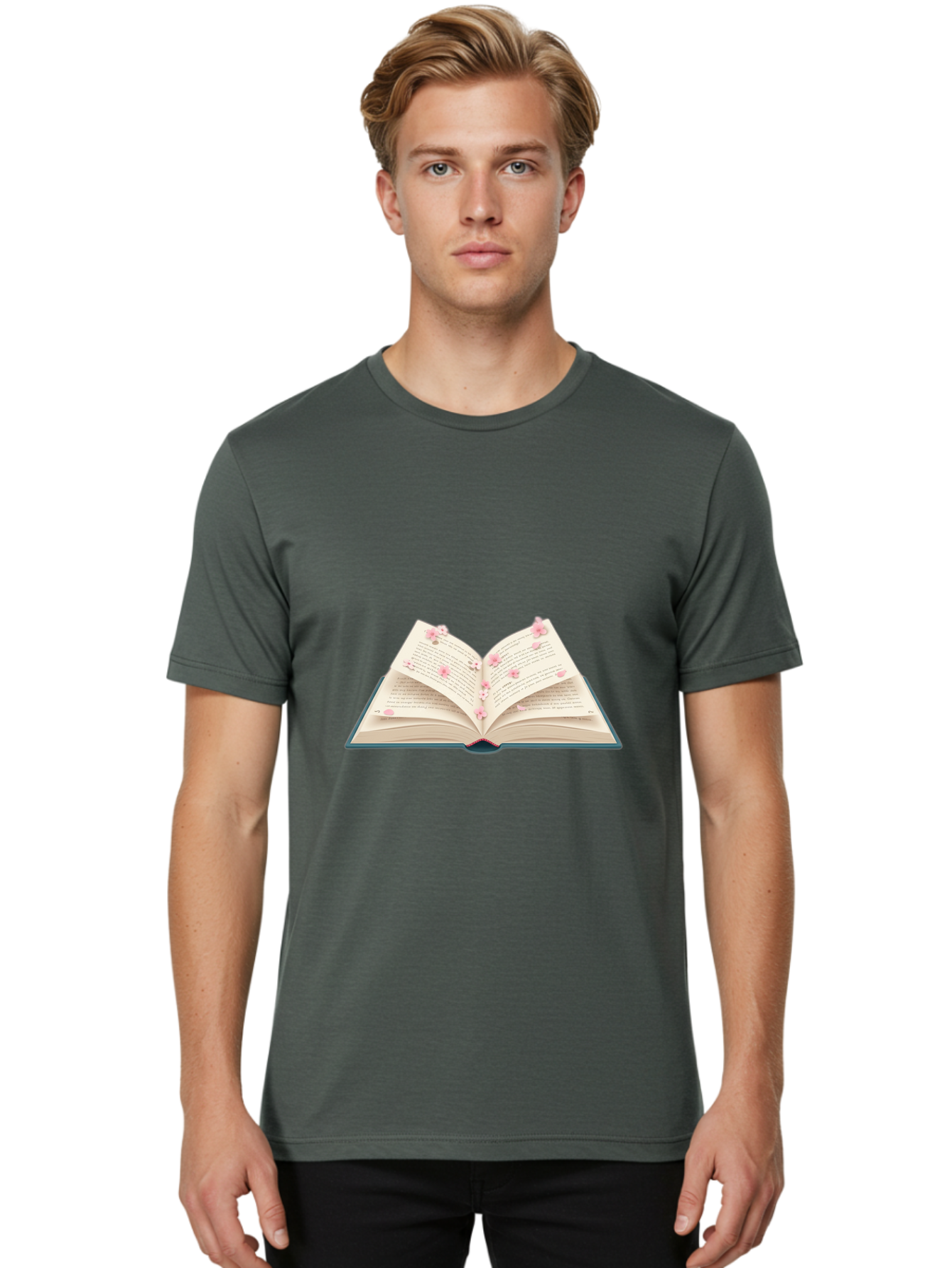 Open-Book-With-Cherry-Blossoms Men'S Graphic Tee, 100% Cotton, Comfortable Casual Summer Wear, Machine Washable, Vintage Camera, Old Camera, Antique Camera, Black Camera, Classic Photography, Photography Equipment, Nostalgic Device, Baj599
