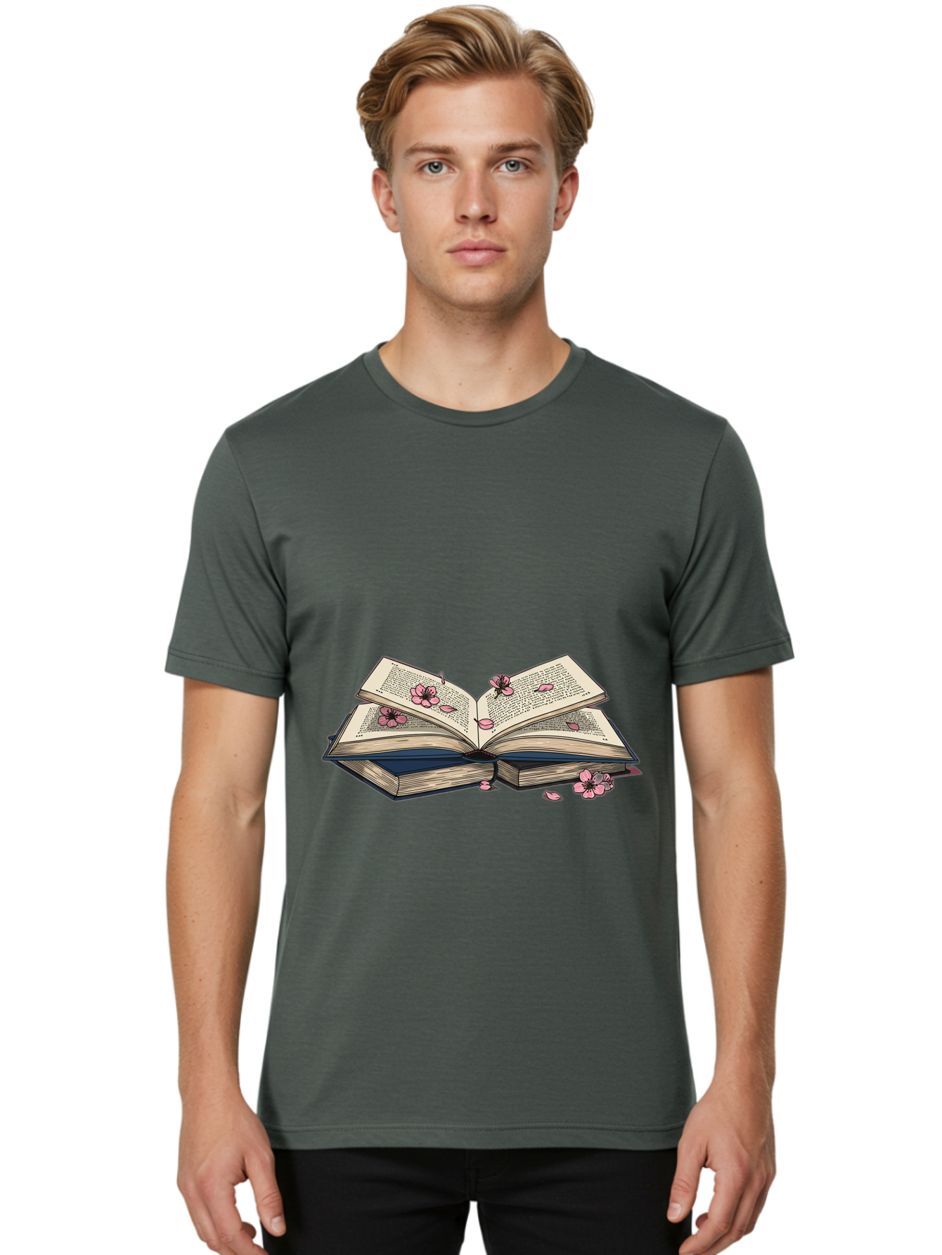 Open-Book-With-Flowers Men'S Graphic Tee, 100% Cotton, Comfortable Casual Summer Wear, Machine Washable, Vintage Camera, Old Camera, Antique Camera, Black Camera, Classic Photography, Photography Equipment, Nostalgic Device, Film Camera, Baj600