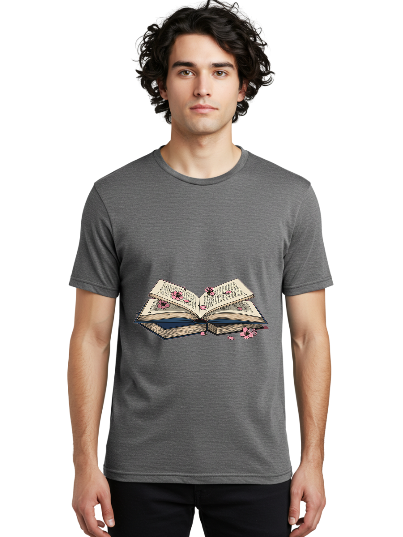 Open-Book-With-Flowers Men'S Graphic Tee, 100% Cotton, Comfortable Casual Summer Wear, Machine Washable, Vintage Camera, Old Camera, Antique Camera, Black Camera, Classic Photography, Photography Equipment, Nostalgic Device, Film Camera, Baj600