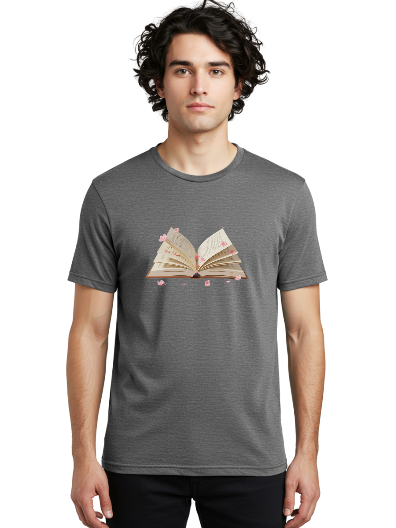 Open-Book-With-Pink-Petals Men'S Graphic Tee, 100% Cotton, Comfortable Casual Summer Wear, Machine Washable, Vintage Camera, Old Camera, Antique Camera, Black Camera, Classic Photography, Photography Equipment, Nostalgic Device, Film Camera, Baj601