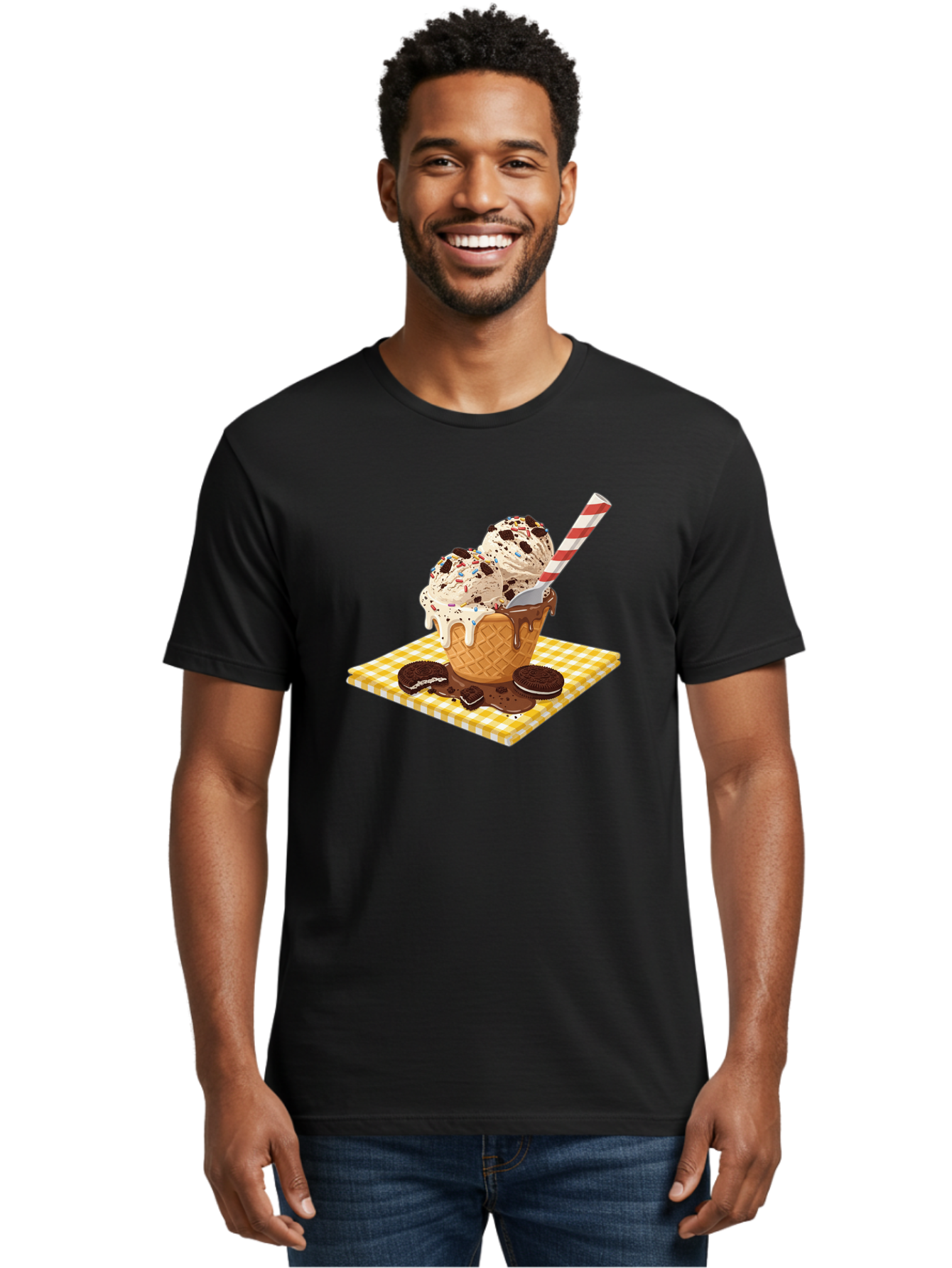 Oreo-Ice-Cream Men'S Graphic Tee, 100% Cotton, Comfortable Casual Summer Wear, Machine Washable, Vintage Camera, Old Camera, Antique Camera, Black Camera, Classic Photography, Photography Equipment, Nostalgic Device, Film Camera, Camera Art Baj605