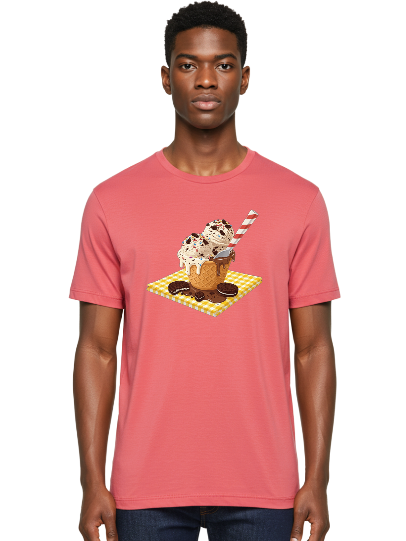 Oreo-Ice-Cream Men'S Graphic Tee, 100% Cotton, Comfortable Casual Summer Wear, Machine Washable, Vintage Camera, Old Camera, Antique Camera, Black Camera, Classic Photography, Photography Equipment, Nostalgic Device, Film Camera, Camera Art Baj605