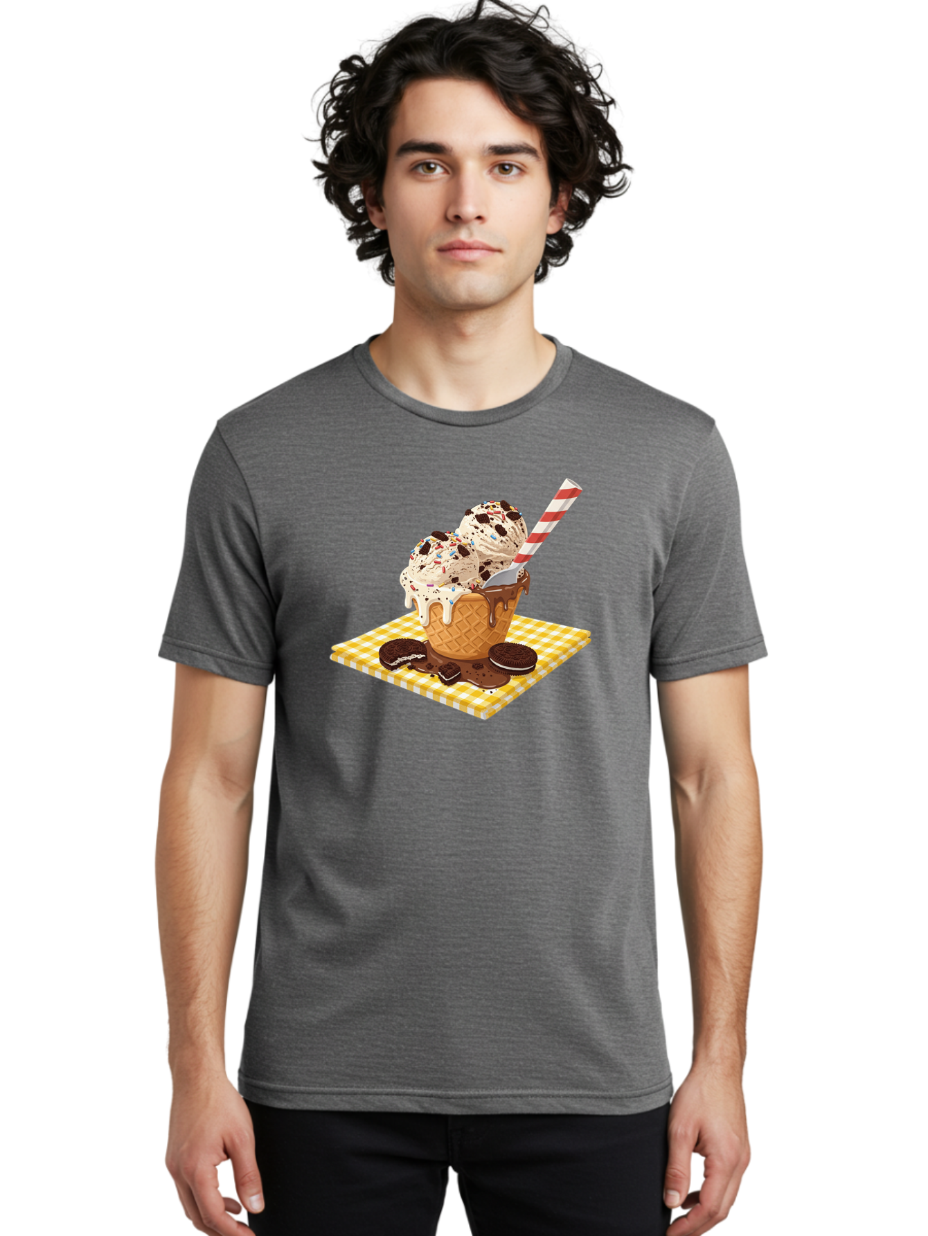 Oreo-Ice-Cream Men'S Graphic Tee, 100% Cotton, Comfortable Casual Summer Wear, Machine Washable, Vintage Camera, Old Camera, Antique Camera, Black Camera, Classic Photography, Photography Equipment, Nostalgic Device, Film Camera, Camera Art Baj605