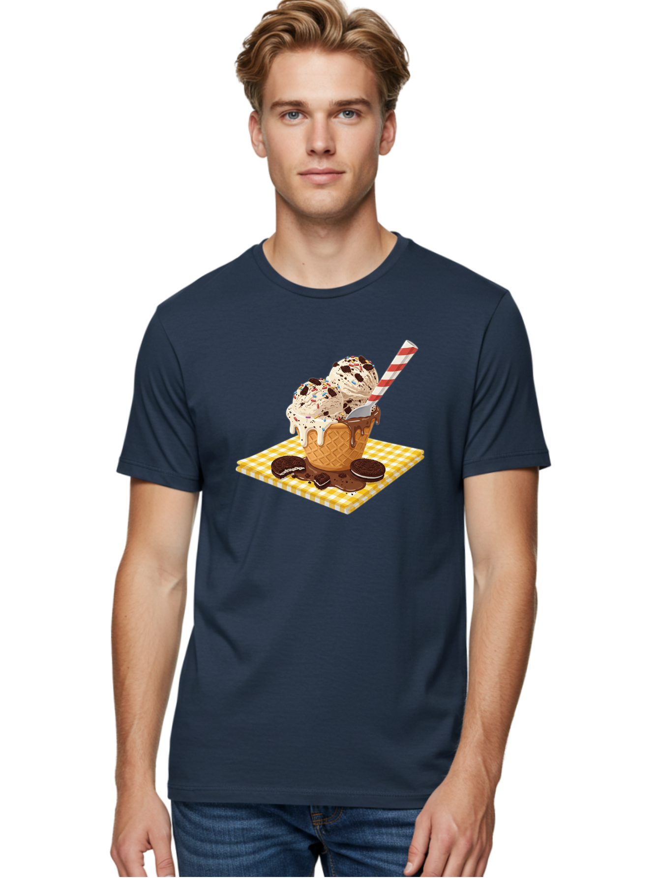Oreo-Ice-Cream Men'S Graphic Tee, 100% Cotton, Comfortable Casual Summer Wear, Machine Washable, Vintage Camera, Old Camera, Antique Camera, Black Camera, Classic Photography, Photography Equipment, Nostalgic Device, Film Camera, Camera Art Baj605