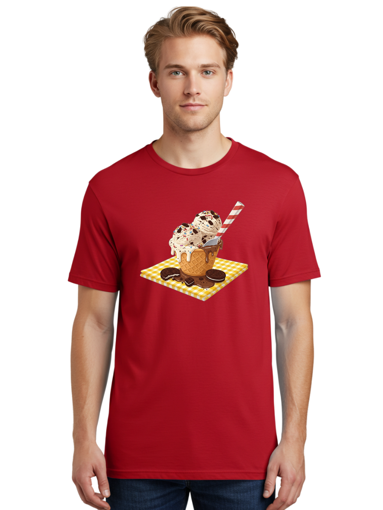 Oreo-Ice-Cream Men'S Graphic Tee, 100% Cotton, Comfortable Casual Summer Wear, Machine Washable, Vintage Camera, Old Camera, Antique Camera, Black Camera, Classic Photography, Photography Equipment, Nostalgic Device, Film Camera, Camera Art Baj605