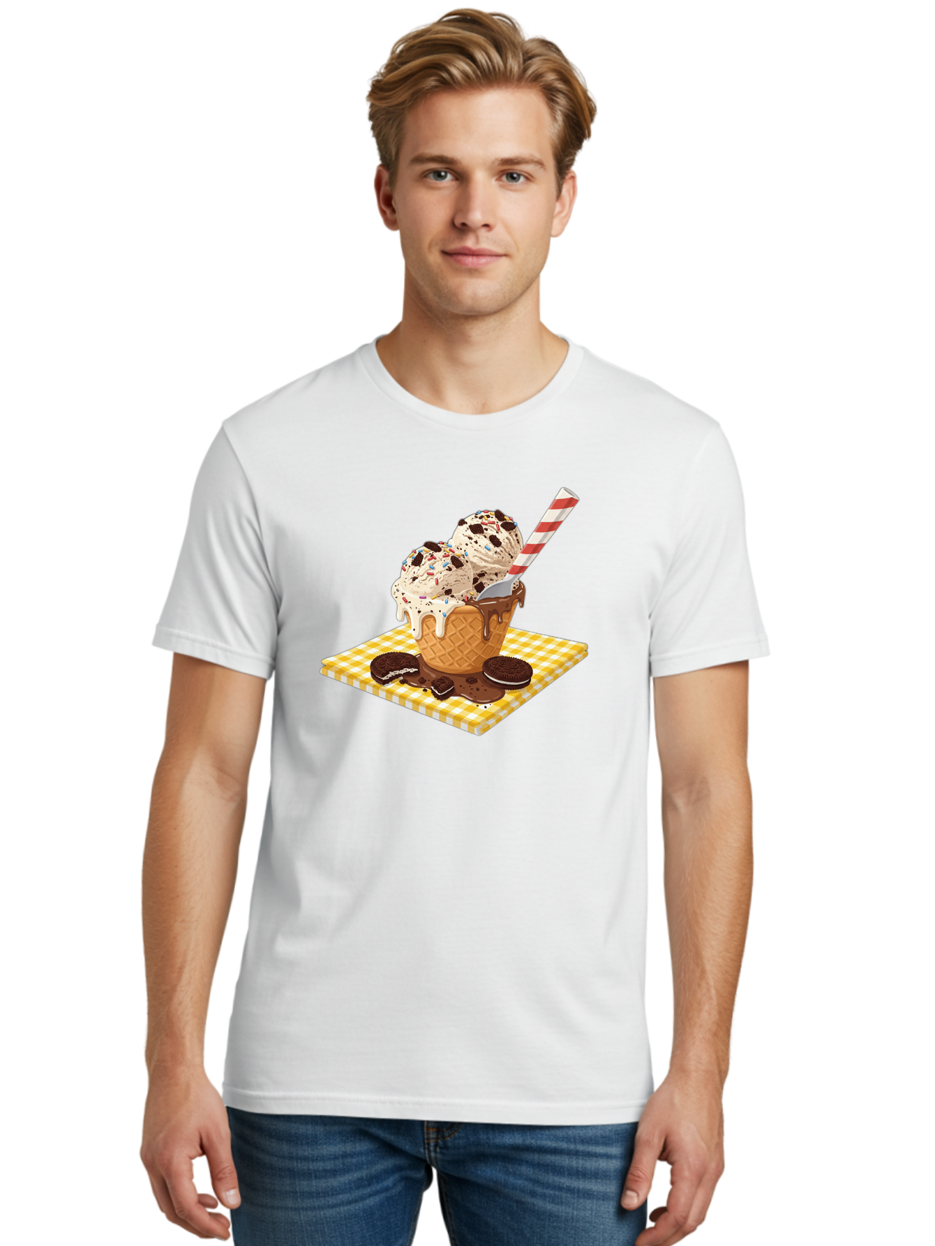 Oreo-Ice-Cream Men'S Graphic Tee, 100% Cotton, Comfortable Casual Summer Wear, Machine Washable, Vintage Camera, Old Camera, Antique Camera, Black Camera, Classic Photography, Photography Equipment, Nostalgic Device, Film Camera, Camera Art Baj605