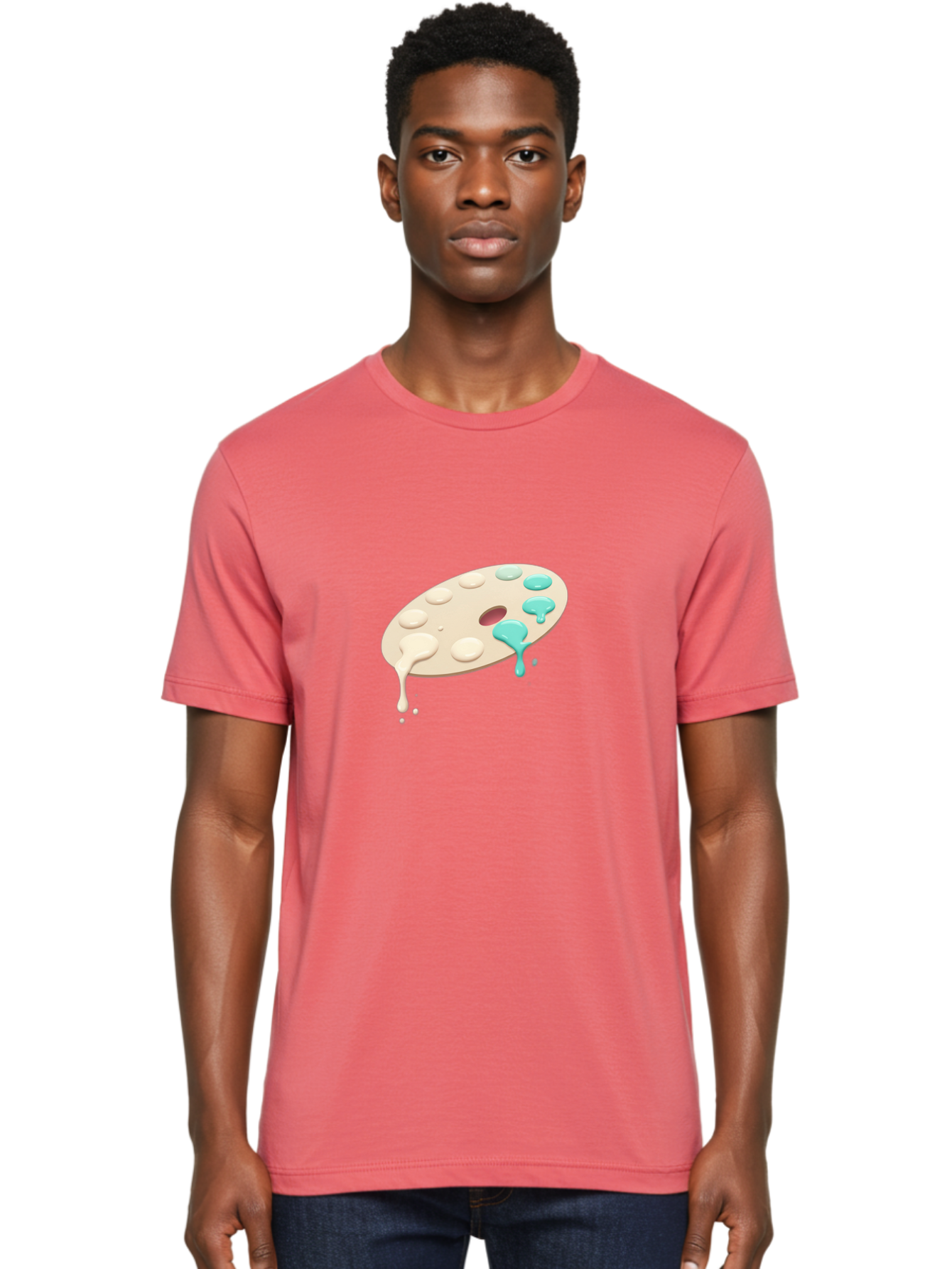 Paint-Palette-1 Men'S Graphic Tee, 100% Cotton, Comfortable Casual Summer Wear, Machine Washable, Vintage Camera, Old Camera, Antique Camera, Black Camera, Classic Photography, Photography Equipment, Nostalgic Device, Film Camera, Camera Art Baj606