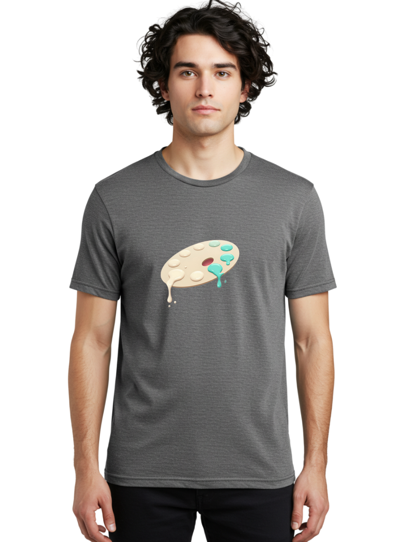 Paint-Palette-1 Men'S Graphic Tee, 100% Cotton, Comfortable Casual Summer Wear, Machine Washable, Vintage Camera, Old Camera, Antique Camera, Black Camera, Classic Photography, Photography Equipment, Nostalgic Device, Film Camera, Camera Art Baj606