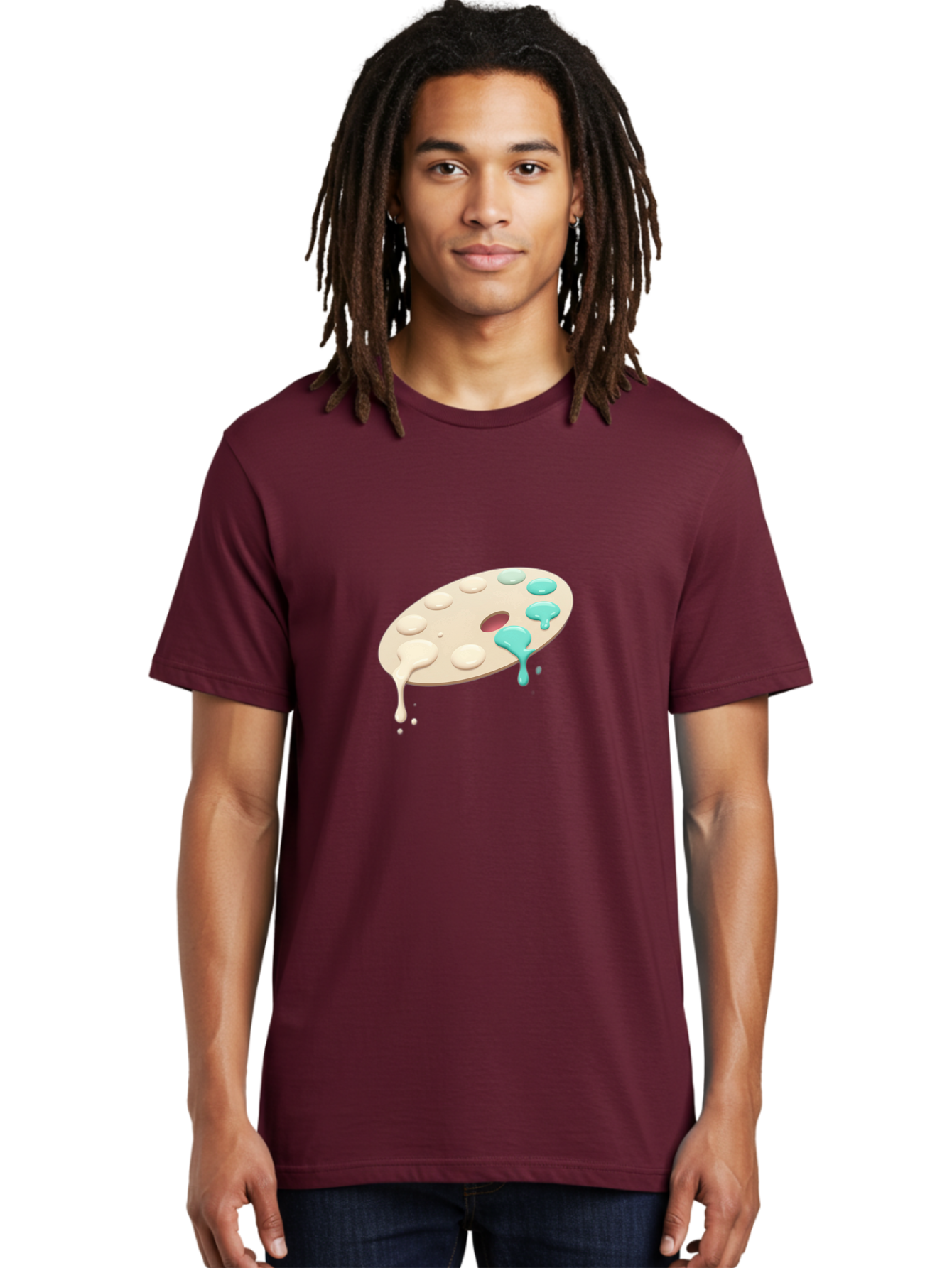 Paint-Palette-1 Men'S Graphic Tee, 100% Cotton, Comfortable Casual Summer Wear, Machine Washable, Vintage Camera, Old Camera, Antique Camera, Black Camera, Classic Photography, Photography Equipment, Nostalgic Device, Film Camera, Camera Art Baj606