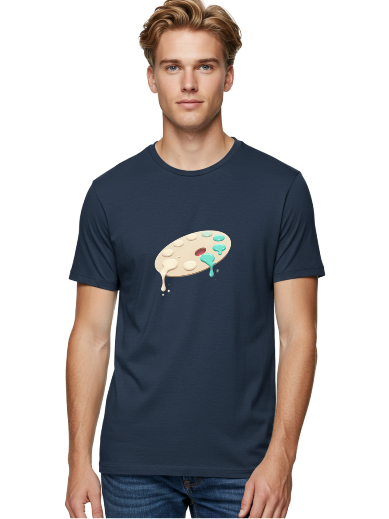 Paint-Palette-1 Men'S Graphic Tee, 100% Cotton, Comfortable Casual Summer Wear, Machine Washable, Vintage Camera, Old Camera, Antique Camera, Black Camera, Classic Photography, Photography Equipment, Nostalgic Device, Film Camera, Camera Art Baj606