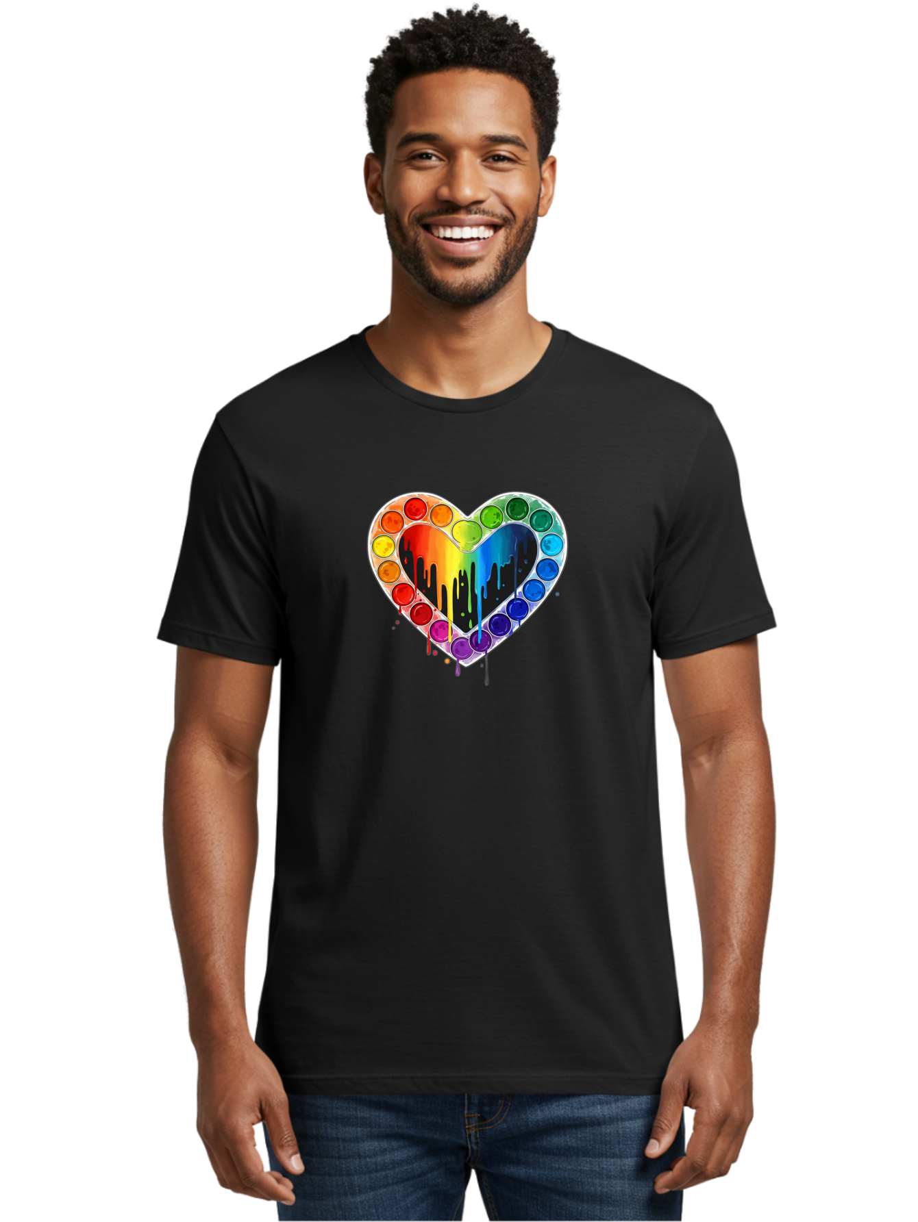Paint-Palette-Heart Men'S Graphic Tee, 100% Cotton, Comfortable Casual Summer Wear, Machine Washable, Vintage Camera, Old Camera, Antique Camera, Black Camera, Classic Photography, Photography Equipment, Nostalgic Device, Film Camera, Baj607