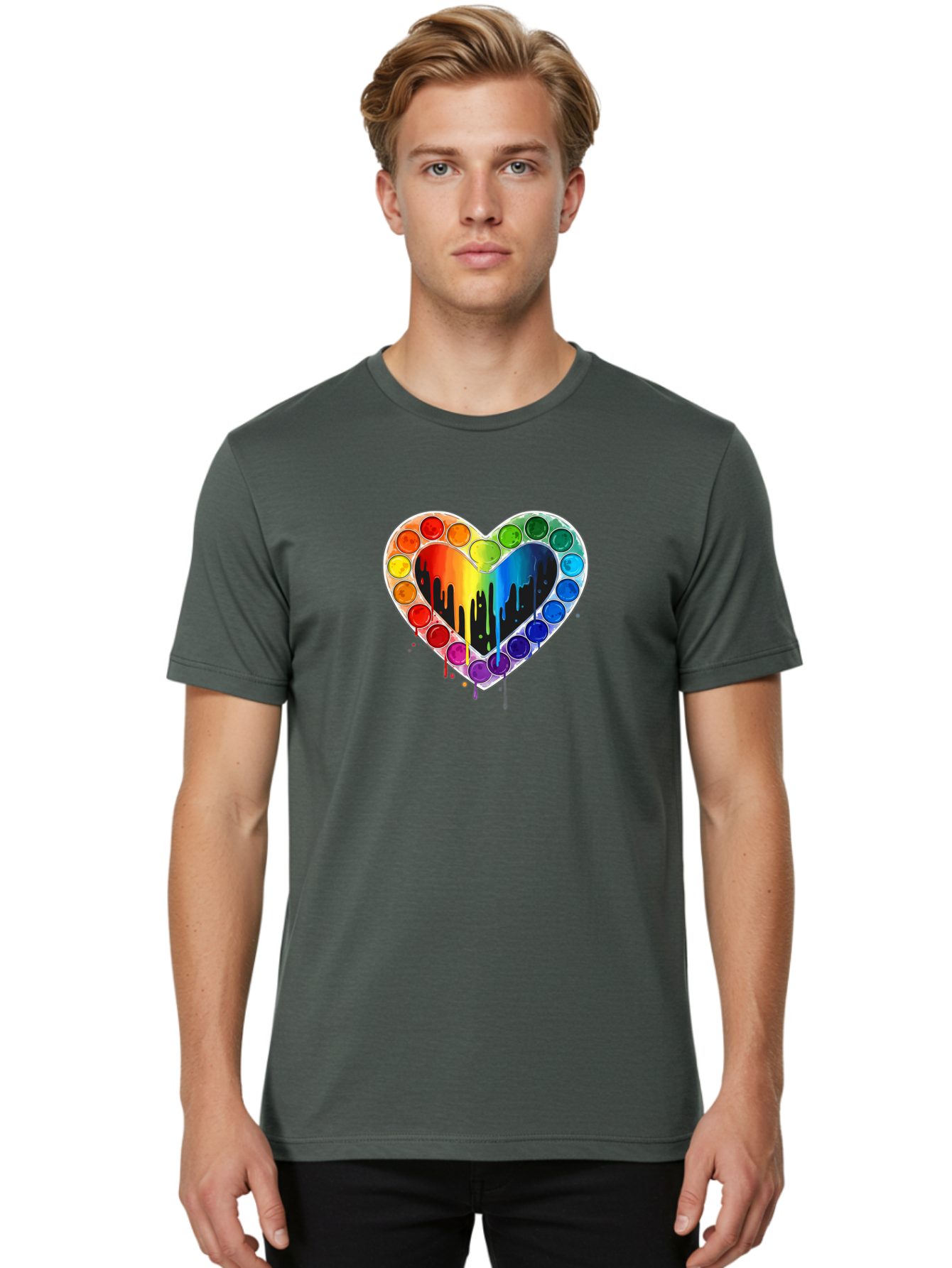 Paint-Palette-Heart Men'S Graphic Tee, 100% Cotton, Comfortable Casual Summer Wear, Machine Washable, Vintage Camera, Old Camera, Antique Camera, Black Camera, Classic Photography, Photography Equipment, Nostalgic Device, Film Camera, Baj607