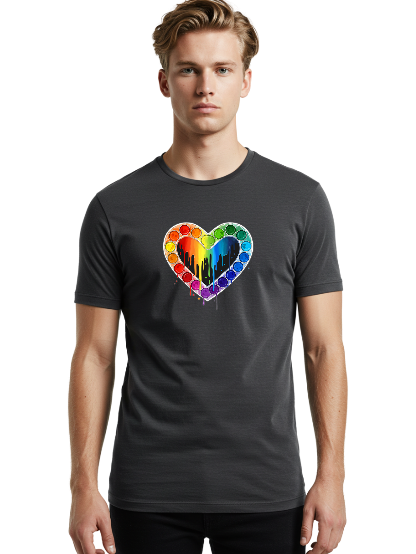 Paint-Palette-Heart Men'S Graphic Tee, 100% Cotton, Comfortable Casual Summer Wear, Machine Washable, Vintage Camera, Old Camera, Antique Camera, Black Camera, Classic Photography, Photography Equipment, Nostalgic Device, Film Camera, Baj607
