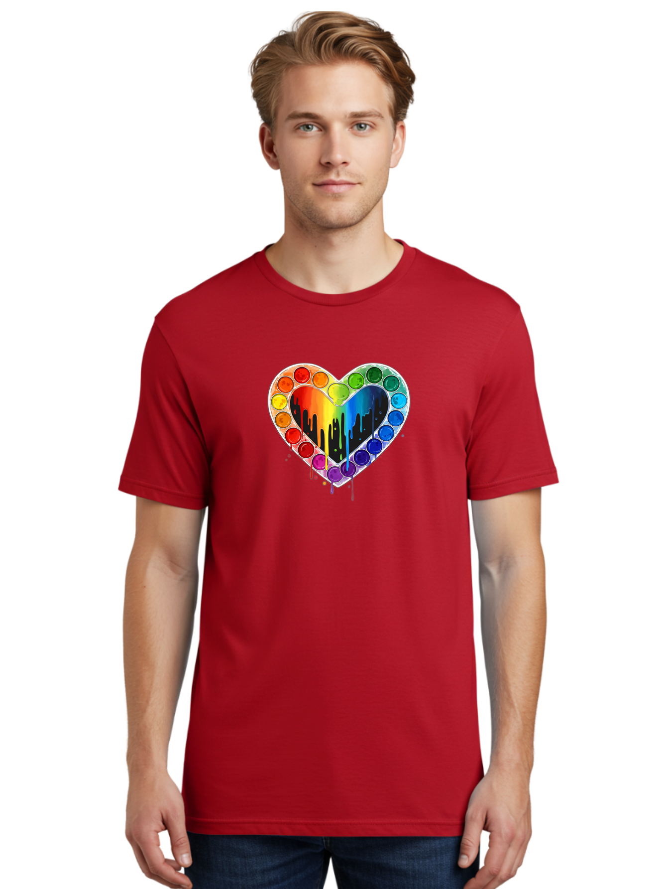 Paint-Palette-Heart Men'S Graphic Tee, 100% Cotton, Comfortable Casual Summer Wear, Machine Washable, Vintage Camera, Old Camera, Antique Camera, Black Camera, Classic Photography, Photography Equipment, Nostalgic Device, Film Camera, Baj607
