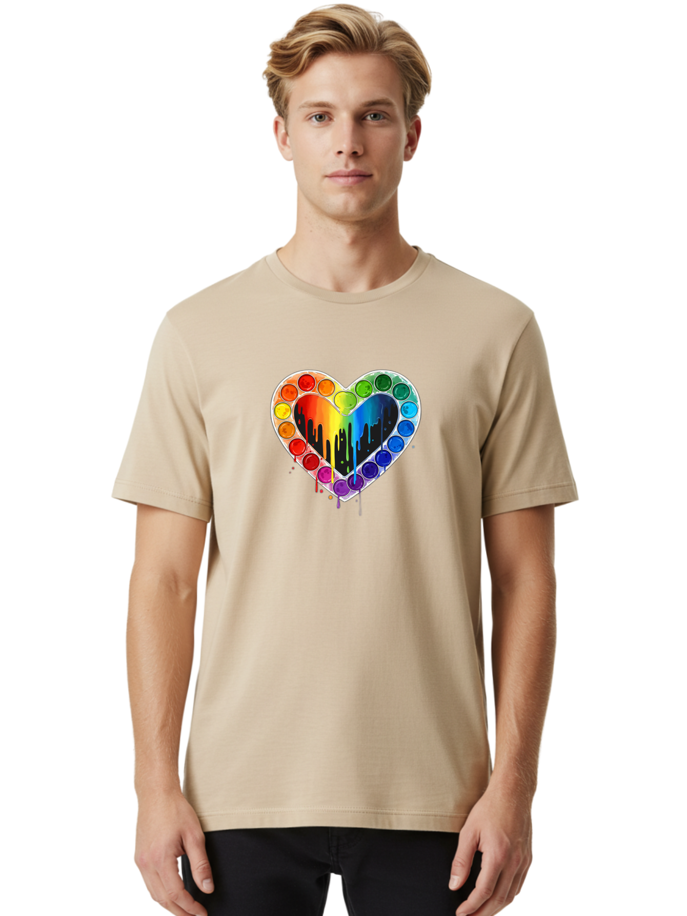 Paint-Palette-Heart Men'S Graphic Tee, 100% Cotton, Comfortable Casual Summer Wear, Machine Washable, Vintage Camera, Old Camera, Antique Camera, Black Camera, Classic Photography, Photography Equipment, Nostalgic Device, Film Camera, Baj607