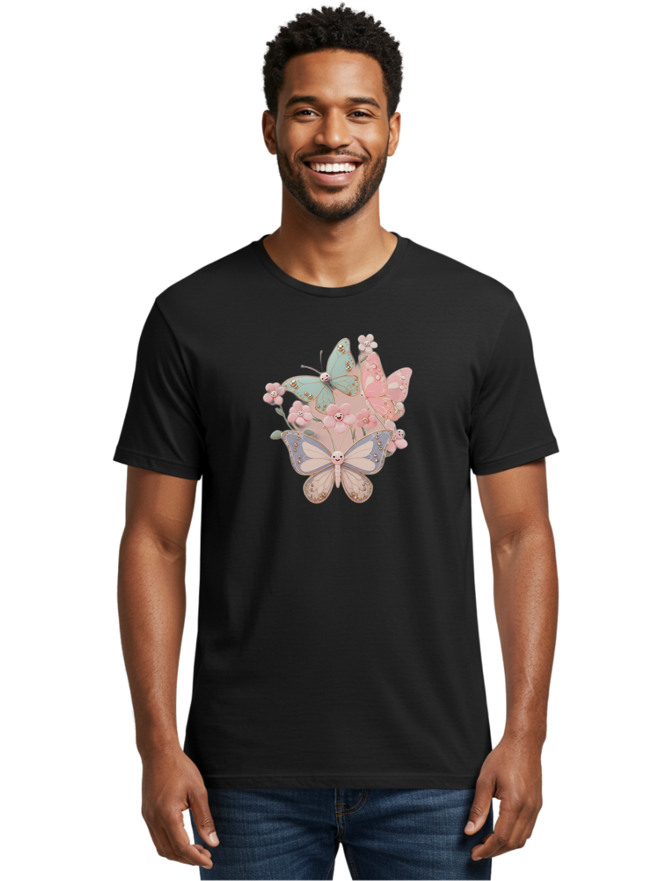 Pastel-Butterflies Men'S Graphic Tee, 100% Cotton, Comfortable Casual Summer Wear, Machine Washable, Vintage Camera, Old Camera, Antique Camera, Black Camera, Classic Photography, Photography Equipment, Nostalgic Device, Film Camera, Baj614