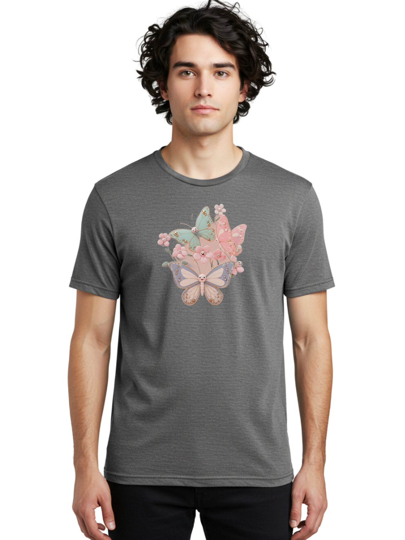 Pastel-Butterflies Men'S Graphic Tee, 100% Cotton, Comfortable Casual Summer Wear, Machine Washable, Vintage Camera, Old Camera, Antique Camera, Black Camera, Classic Photography, Photography Equipment, Nostalgic Device, Film Camera, Baj614