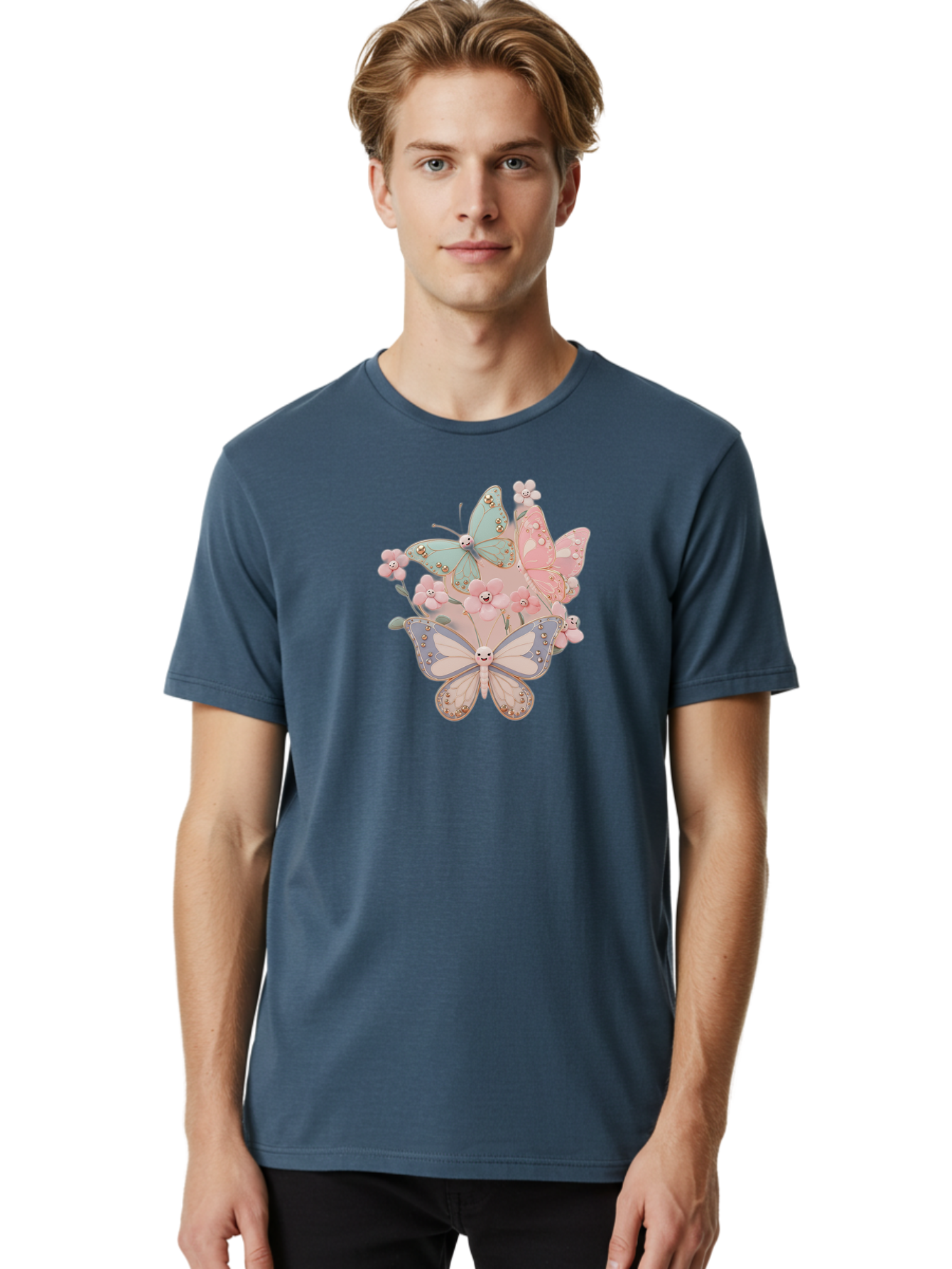 Pastel-Butterflies Men'S Graphic Tee, 100% Cotton, Comfortable Casual Summer Wear, Machine Washable, Vintage Camera, Old Camera, Antique Camera, Black Camera, Classic Photography, Photography Equipment, Nostalgic Device, Film Camera, Baj614