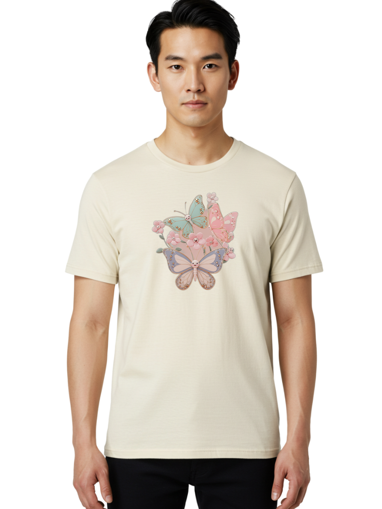 Pastel-Butterflies Men'S Graphic Tee, 100% Cotton, Comfortable Casual Summer Wear, Machine Washable, Vintage Camera, Old Camera, Antique Camera, Black Camera, Classic Photography, Photography Equipment, Nostalgic Device, Film Camera, Baj614