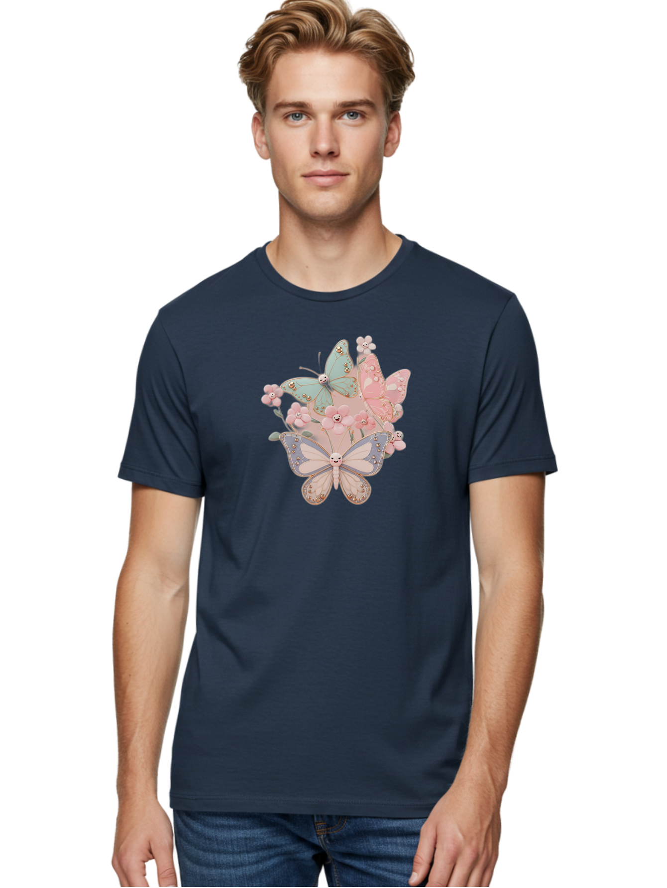 Pastel-Butterflies Men'S Graphic Tee, 100% Cotton, Comfortable Casual Summer Wear, Machine Washable, Vintage Camera, Old Camera, Antique Camera, Black Camera, Classic Photography, Photography Equipment, Nostalgic Device, Film Camera, Baj614
