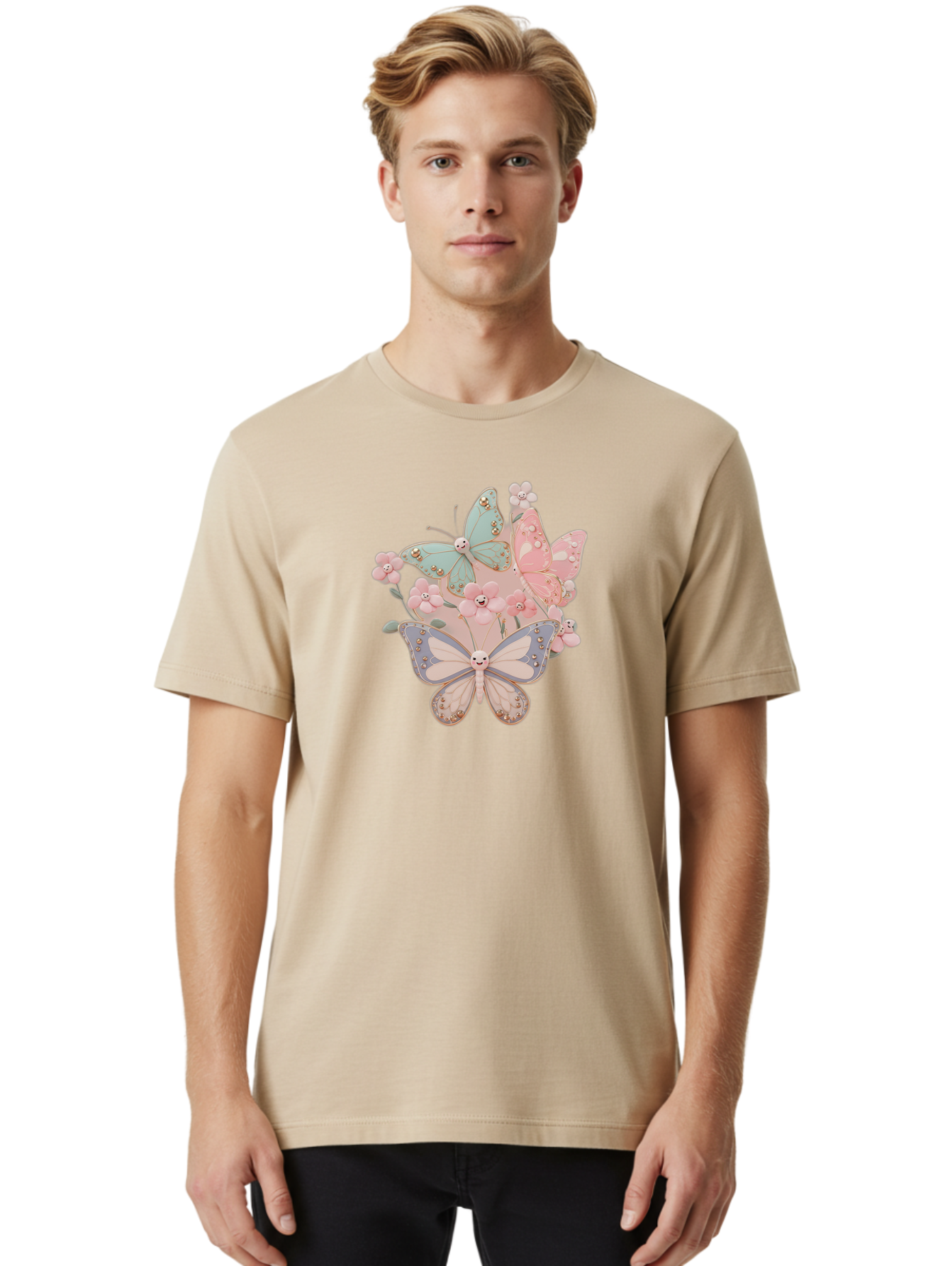 Pastel-Butterflies Men'S Graphic Tee, 100% Cotton, Comfortable Casual Summer Wear, Machine Washable, Vintage Camera, Old Camera, Antique Camera, Black Camera, Classic Photography, Photography Equipment, Nostalgic Device, Film Camera, Baj614