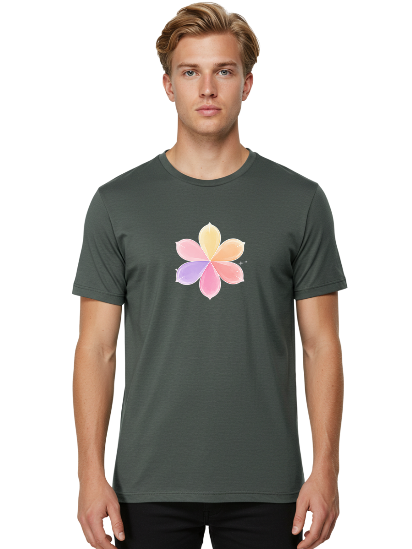 Pastel-Flower Men'S Graphic Tee, 100% Cotton, Comfortable Casual Summer Wear, Machine Washable, Vintage Camera, Old Camera, Antique Camera, Black Camera, Classic Photography, Photography Equipment, Nostalgic Device, Film Camera, Camera Art Baj618