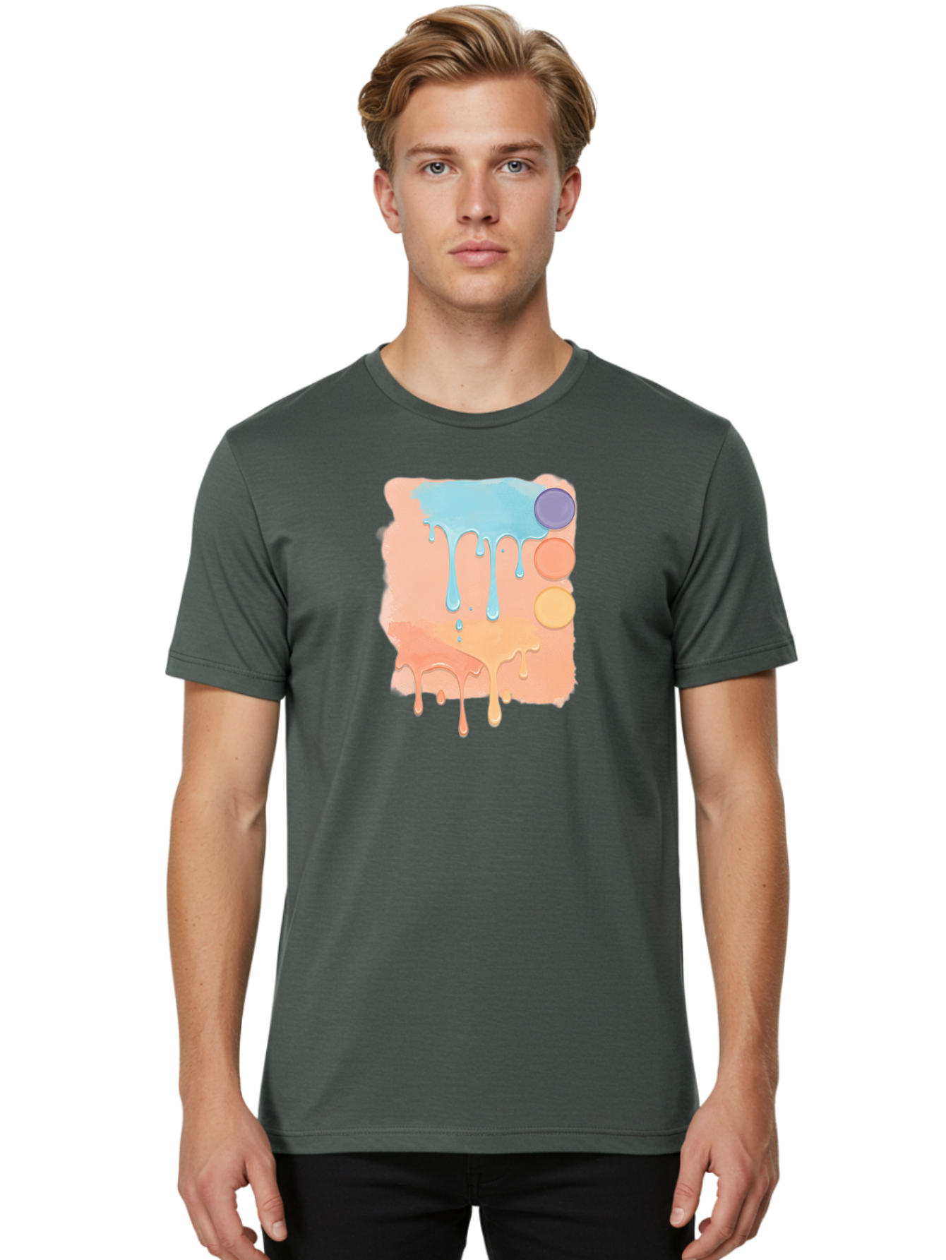 Pastel-Paint-Splash Men'S Graphic Tee, 100% Cotton, Comfortable Casual Summer Wear, Machine Washable, Vintage Camera, Old Camera, Antique Camera, Black Camera, Classic Photography, Photography Equipment, Nostalgic Device, Film Camera, Baj619