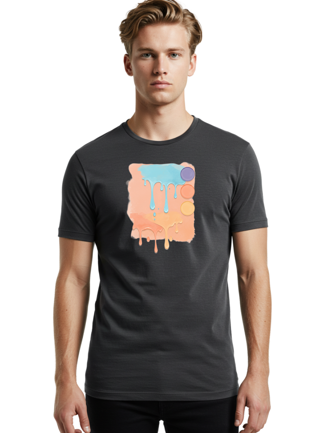 Pastel-Paint-Splash Men'S Graphic Tee, 100% Cotton, Comfortable Casual Summer Wear, Machine Washable, Vintage Camera, Old Camera, Antique Camera, Black Camera, Classic Photography, Photography Equipment, Nostalgic Device, Film Camera, Baj619
