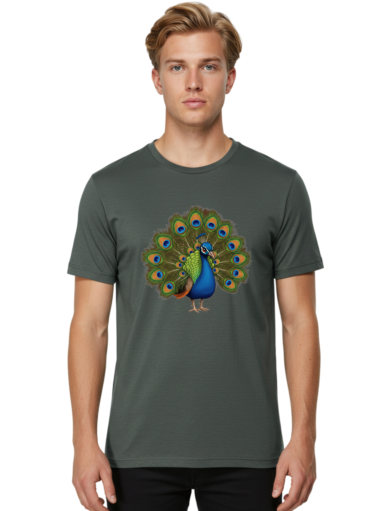 Peacock-3 Men'S Graphic Tee, 100% Cotton, Comfortable Casual Summer Wear, Machine Washable, Vintage Camera, Old Camera, Antique Camera, Black Camera, Classic Photography, Photography Equipment, Nostalgic Device, Film Camera, Camera Art Baj622