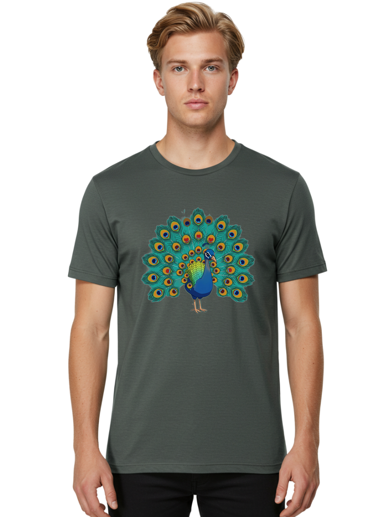 Peacock-4 Men'S Graphic Tee, 100% Cotton, Comfortable Casual Summer Wear, Machine Washable, Vintage Camera, Old Camera, Antique Camera, Black Camera, Classic Photography, Photography Equipment, Nostalgic Device, Film Camera, Camera Art Baj623