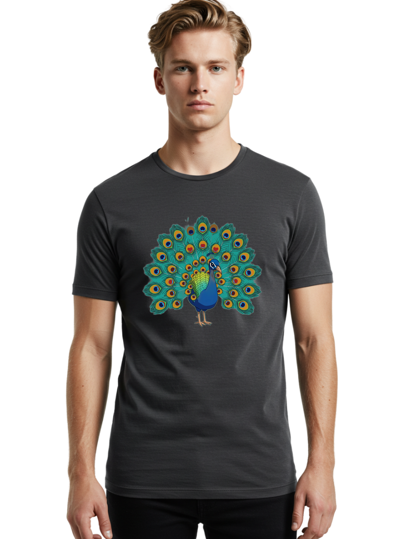 Peacock-4 Men'S Graphic Tee, 100% Cotton, Comfortable Casual Summer Wear, Machine Washable, Vintage Camera, Old Camera, Antique Camera, Black Camera, Classic Photography, Photography Equipment, Nostalgic Device, Film Camera, Camera Art Baj623